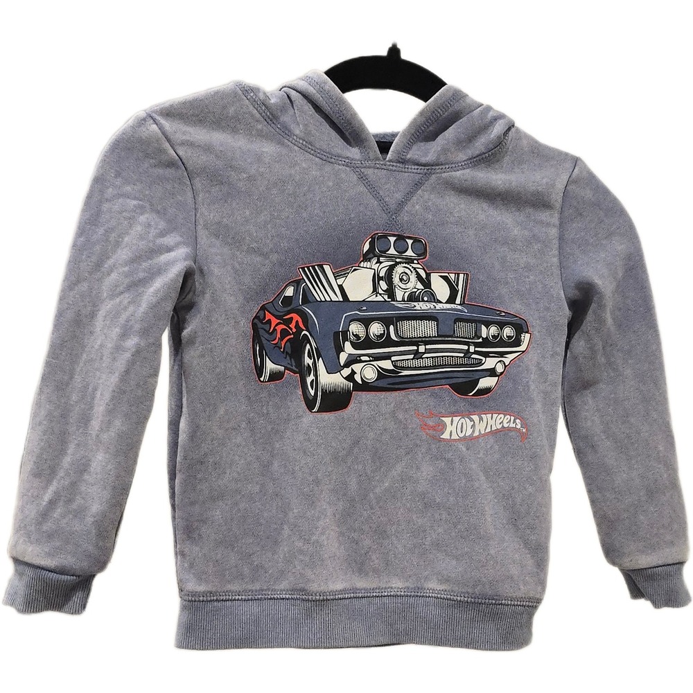 Hot Wheels Blue grey Acid Wash Muscle Car Hoodie Sweatshirt 4T FL2543299WH
